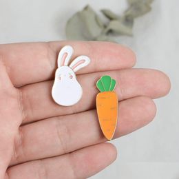 Pins, Brooches Rabbit Carrot Brooch Pins Cute Enamel Cartoon Lapel Pin For Women Men Top Dress Co Fashion Jewellery Will And Dhgarden Dhtqz