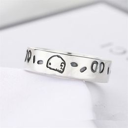 Titanium steel skull band ring men's and women's luxury sterling silver fashion gifts for friends couples wedding jewelr289s