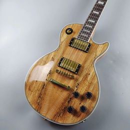 Guitarra elétrica personalizada, jaqueta de madeira deteriorada, Caston, acessórios dourados, feita de madeira importada, envio rápido