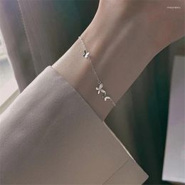 Charm Bracelets S925 Silver Plated Crystal Butterfly Bracelet&Bangle For Women Elegant Wedding Party Jewellery Gift Sl190