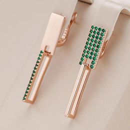 Dangle Earrings Kinel Trend Square Geometry For Women 585 Rose Gold Color Full Green Natural Zircon Accessories Daily Fine Jewelry