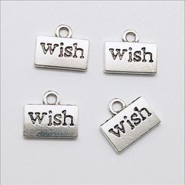 Whole Lot 100pcs Letter Wish Antique Silver Charms Pendants for Jewellery Making Bracelet Earrings DIY Keychain Pendant 12 11mm 218O