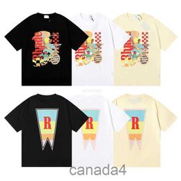 Designer Fashion Clothing Tees Hip Hop Tshirts Rhude Beauty Vision Pursues Pleasure Joyride Print Summer Round Neck Loose Tshirt Men Streetwear Tops Sport AEFO