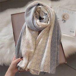 10% OFF scarf Temperament Colorblock Letter Literary Style Cotton Hemp Women's Spring and Autumn Korean Version Versatile Long Shawl Dual Use Warm Scarf