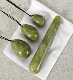 Natural Green Jade Yoni Eggs Drilled Pleasure Wand Helu Jade Massager Kegel Exercise Vaginal Ball Gua Sha Massage Stone T1911169246262