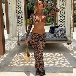 Women's Swimwear Cover Up Skirt Swimsuit Women Bikini Set Strapless Tank Crop Tops And Patchwork Fashion Mesh Pleated Beach