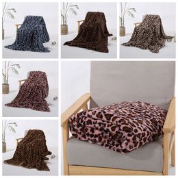 130*160cm Fleece Blankets Winter Warm Blanket Pink Brown Khaki Leopard Printing Plush Baby Women Chair Sofa Home Decor Blanket Q858