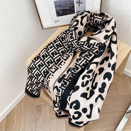 20% OFF scarf Autumn and Winter New Scarf ins Korean Leopard Pattern Cashmere Double Sided Dual Colour Warm Shawl Women's Fashion Versatile Thickened