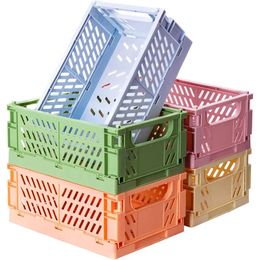 Plastic Foldable Storage Crate Folding Box Basket Stackable Cute Makeup Jewellery Toys Boxes for Organizer Portable 231227