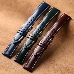 Watch Bands Handmade Leather Watchband Patent 18 19 20 21 22MM Brown Blue Green Quick Release Men's Soft Bracelet Vintage