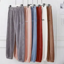 Women's Sleepwear Winter Women Underwear Thermal Warm Trousers Velvet Pajama Pants Waist Home Casual Cashmere Autumn