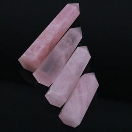 70-80MM Natural Rock Pink Rose Quartz Crystal Wand Point Healing Mineral Stone Pink3483