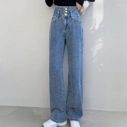 Jeans da donna Casual Marca Moda Donna Gamba larga Pantaloni larghi dritti Pantaloni lunghi drappeggiati a vita alta Autunno Primavera