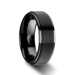 6mm8mm Titanium Wedding Rings Black Band in Comfort Fit Matte Finish for Men Women 6141569989