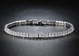 2021 Luxury Princess Cut 18cm 925 Sterling Silver Bracelet Bangle for Women Anniversary Jewelry Whole Moonso S57765793166