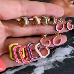 1 Piece No Piercing Colourful Enamel G Shape Ear Cuff Clip Earring with Clear Colourful Cz Paved for Women Cute Girl Charm Wedding J268w