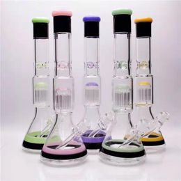 17inch Heavy Beacker Percolator Glass Bong 5Colors 14mm Joint with Downstem and Bowl