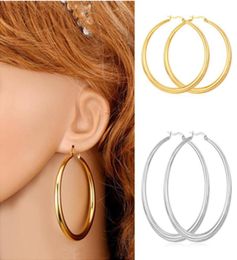 Big Earrings New Trendy Stainless Steel18K Real Gold Plated Fashion Jewellery Round Large Size Hoop Earrings for Women99848171118829