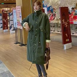 Women's Trench Coats 2024 Winter Thickening Style Overcoming Women Long Knee Loose Warm Cotton Clothes Fat Mm Pregnant Female Clothing