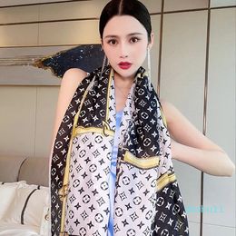 Scarves Internet Celebrity Silk Scarf Womens Summer Thin Type Sunscreen Long Wrap Korean Style Spring and Autumn Retro MultiFunct