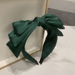Solid Color Satin Large Bow Wide-brimmed Headband Fashion Hair Accessories Women Trend Leisure Hairband Hair Band
