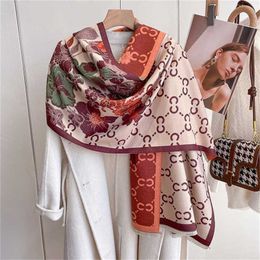 22% OFF Elegant floral print cashmere scarf Autumn/Winter new letter CC trend minimalist warm shawl neck protection