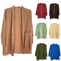 Ethnic Clothing Open Abayas Tops Kimono Muslim Women Islamic Dubai Saudi Casual Blouse Kaftan Ramadan Eid Outwear Jalabiya Shirt Caftan