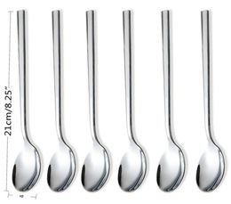 Eco-Friendly 6pcs Stainless Steel Dinner Spoons Long Handled spoon Coffee Milk Spoons Korean Round Soup Dessert Spoons9508637