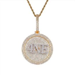 5x5cm Custom Name Medal Pendants Hip Hop Style Men Spin Necklace Chain Any Font Letters Numbers Symbols Color221a