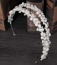 Bridal Crowns Hair Bands korea Bride Crystal Tiara Princess Pearl Crown Wedding Tiaras Headpieces Birthday Party Tiaras Jewelry Ac2018382