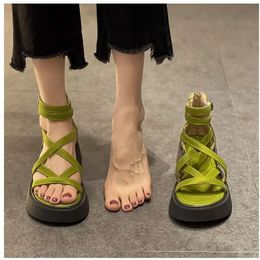 Hollow Out Female Casual Comfortable Roman Sandals Woman Open Toe Buckle Strap Platform Sandals High Heels Wedge Shoes 231227