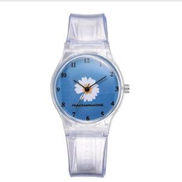 Small Daisy Jelly Watch Students Girls Cute Cartoon Chrysanthemum Silicone Watches Pin Buckle Delicate Wristwatches3095