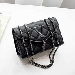 Shoulder Bags Black Luxury Handbags And Purse Women PU Leather Messenger Bag Plaid Female Crossbody Tassel Quiltedblieberryeyes