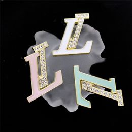 Cute Enamel Rhinestone Letter Brooch with Stamp Women Men Special Letter Brooch Suit Lapel Pin