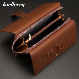 Briefcases Baellerry Wallet Male Clutch Wallets Large Phone Bag Unique Design Men Purse Turnover Handbag Multifunction Card Holder Wallet