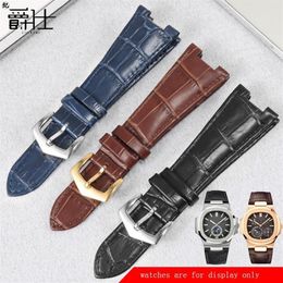 Concave Interface Genuine Leather Strap Replace PP 5711 5712G Male And Female Special Cow Watch Chain Black Blue Brown Bands260m