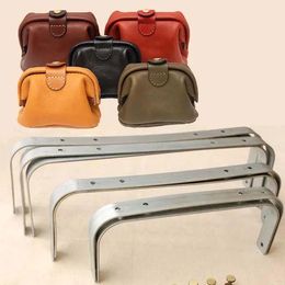 30cm Manual Leather Wear Doctor Gold Bag Metal Frame Screw Clutch Arc Handcraft Vintage Handbag Diy Accessories 231227