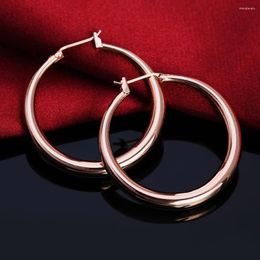Hoop Earrings 925 Sterling Silver3.5cm Round High Quality 18K Gold Plated Fashion Party Jewellery Wedding Christmas Gift