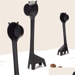 Coffee Scoops 240Pcs/Lot Creative Cartoon Giraffe Shaped Coffee Spoon Lovely Bean Powder Scoop Measuring Plastic Drop Delivery Home Ga Dht4Y