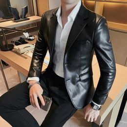 2023 Autumn Winter Brand Clothing Men's Casual Leather Jackets Male Slim Fit Fashion JacketsMan Coats S3XL 231227