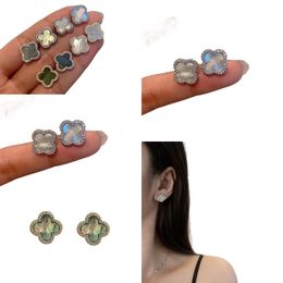 TOP Stud Earrings luxury designer Van Earing clover pearl Mother-of-Pearl 18K gold Plated Agate ear ring Mothers Day party Wedding Gift jewelry partydress