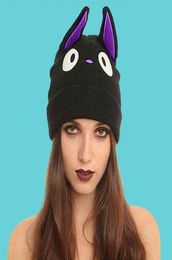 Cartoon Cute Anime Kiki039s Delivery Service Cat Jiji Black Cat Beanie Winter Warm Wool Blends Soft Warm Knitted Cap Hat1491269