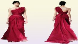 Unique Design Wine Red Evening Dress Elie Saab One Shoulder Floor Length Long Chiffon Special Occasion Dress Runway Dress Prom Par7524234