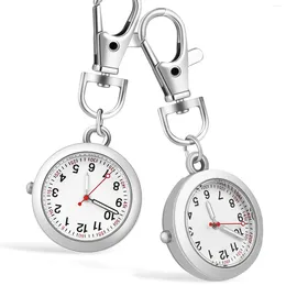 Pocket Watches 2 Pcs Watch Nurses Portable Round Pendant With Seconds Stainless Steel Hanging Buckle Clip-on Small For Doctors