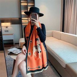 12% OFF scarf New Autumn and Winter Women's Cashmere Shawl Dual Use Warm Scarf Long Thickened Carriage Korean Version Double Sided