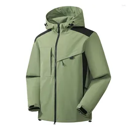 Men's Jackets Fashion Casual Hooded Men Jacket Breathable Camping Mountaineering Coats Outdoor Windproof Clothing Solid Colour All-match