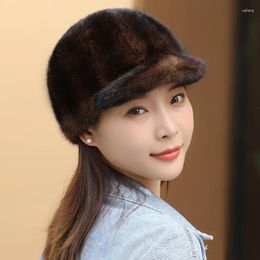 Ball Caps Winter Women Korean Version Mink Hair Thickened Duck Cap Casual Fashion Baseball Real Fur Ladies Warm Hat