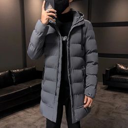 Men's Winter Parka Mid Length Jacket Thick Warm Windbreaker Long Fashion Men Fur Collar Thermal Parkas Padded Mens Clothing M-5XL