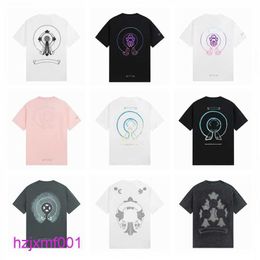 Triv Men's T-shirts Mens Designers Classic Chromes Summer Top Ch White Short Casual Embossed Letter Horseshoe Sanskrit Cross Pattern Tees