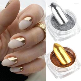 Nail Art Decorations 1/2 Boxes Chrome Mirror Gold Silver Powder Glitter Set Rubing On Pigment Dust UV Gel Polish Decors Manicure